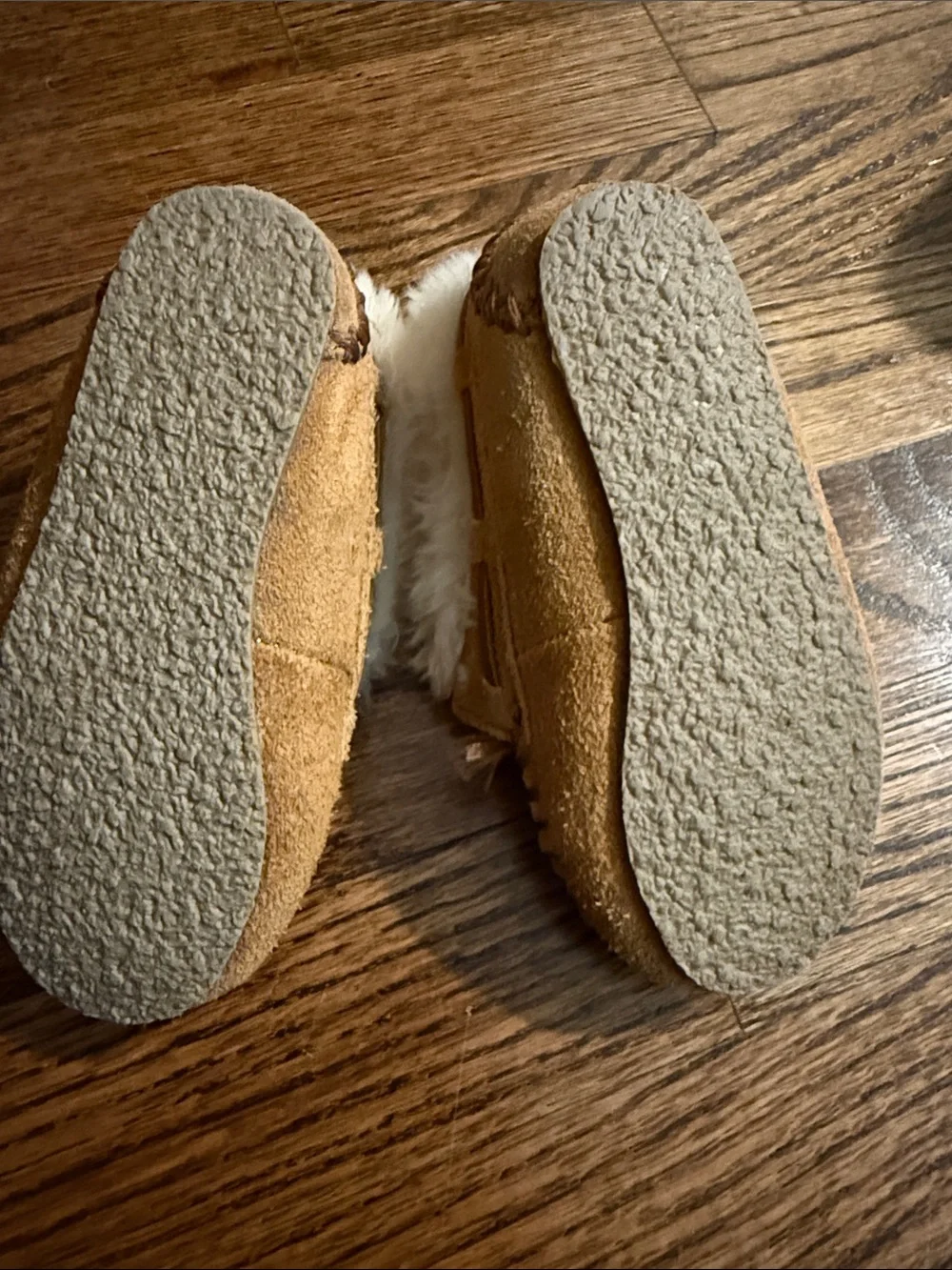 Minnetonka Kids Chestnut Faux-Suede Moccasins with Cream Lining